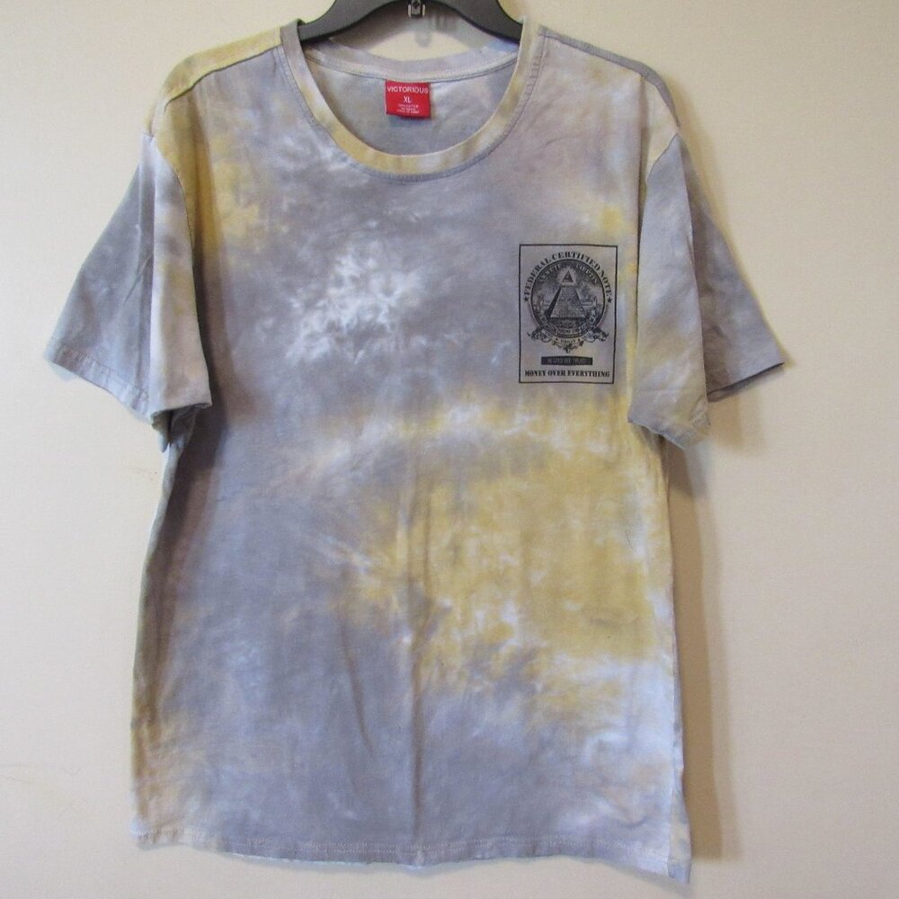 Victorious Money Over Everything In God We Trust Tie Dye T Shirt Mens sz XL READ